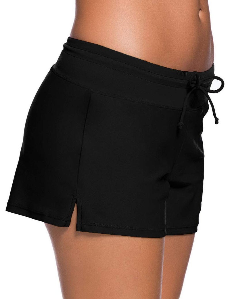 ChinFun Board Shorts Women's Swimswear Tankini Swim Briefs Side Split Swimsuit Bottom Waistband Stretch Boardshorts Beach Trunks Inner Lining Black Size L - Image 4